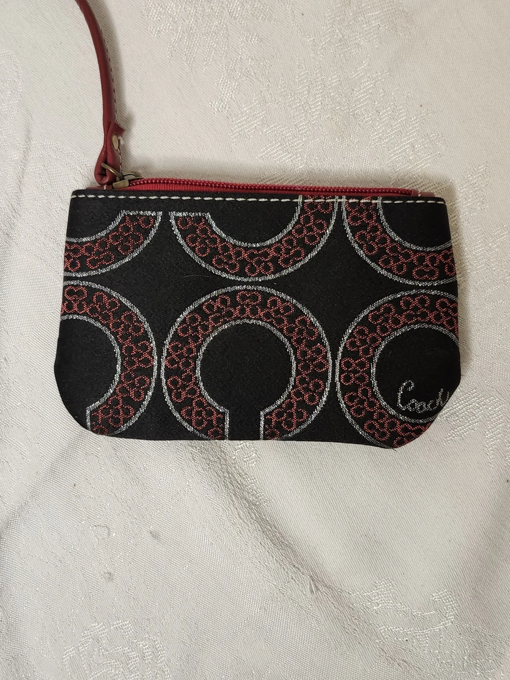 Y2K Coach Black and Red Signature Wristlet Pouch